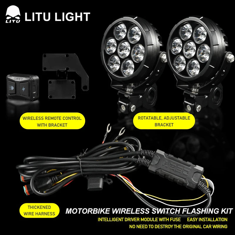 LED Motorcycle Spot Lamp 4.5 Inch 70W LED Driving Lights for Moto Off-Road Truck Tractor 4x4 Work UTV Auxiliary Headlight