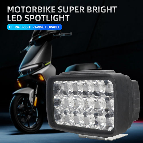 18 LED Super Bright Motorcycle Headlight Moto Auxiliary Lamp 6000K White Motorbike Scooter Front Worklight Fog Lamp Spot Light